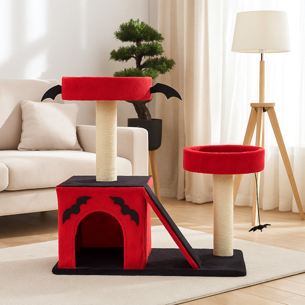 EliteVamp™ Cat Manor | 42” Gothic Climbing Frame - Luxury Padded Perches & Spider Play Station