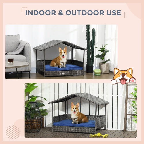 EliteCabana™ | Designer Outdoor Dog Daybed - Water-Resistant Rattan Sanctuary for Small & Medium Pets
