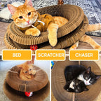 AuraPlay™ Infinity Loop | Magnetic Foldable Scratching Post – 3-in-1 Kinetic Toy & Corrugated Lounge for Indoor Cats