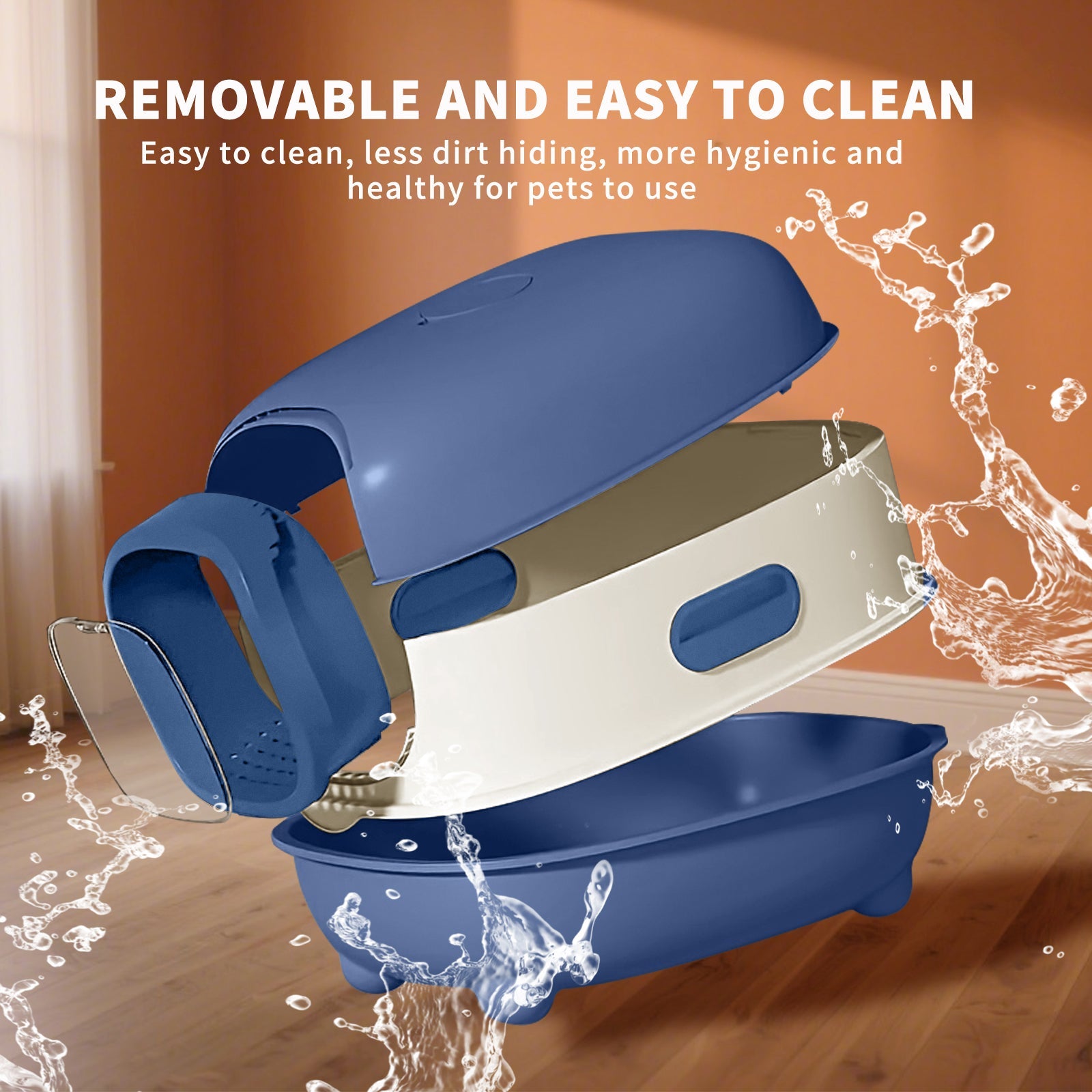 AuraPure™ Horizon XL | Spacious High-Capacity Cat Toilet – Anti-Splash & Tracking Control System for Large Breeds