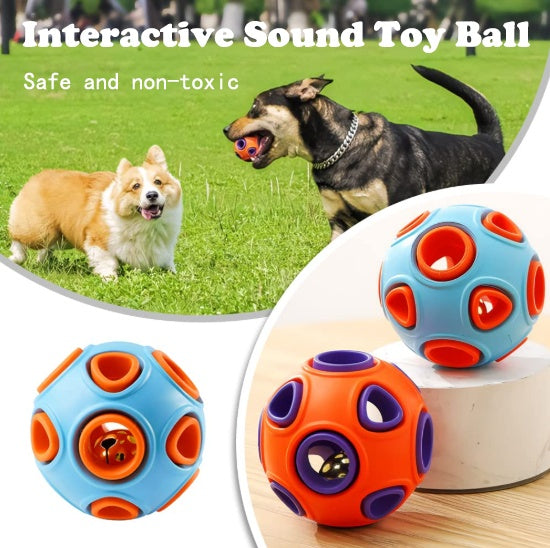 AuraPlay™ Echo-Bounce | Twin Set of Durable Jingle Balls – Safe Rubber Dental Chew for Sensory Play