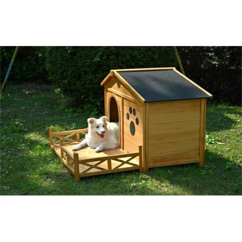 EliteCabin™ | Premium Outdoor Dog Kennel with Veranda - Water-Resistant Cabin for Medium Dogs