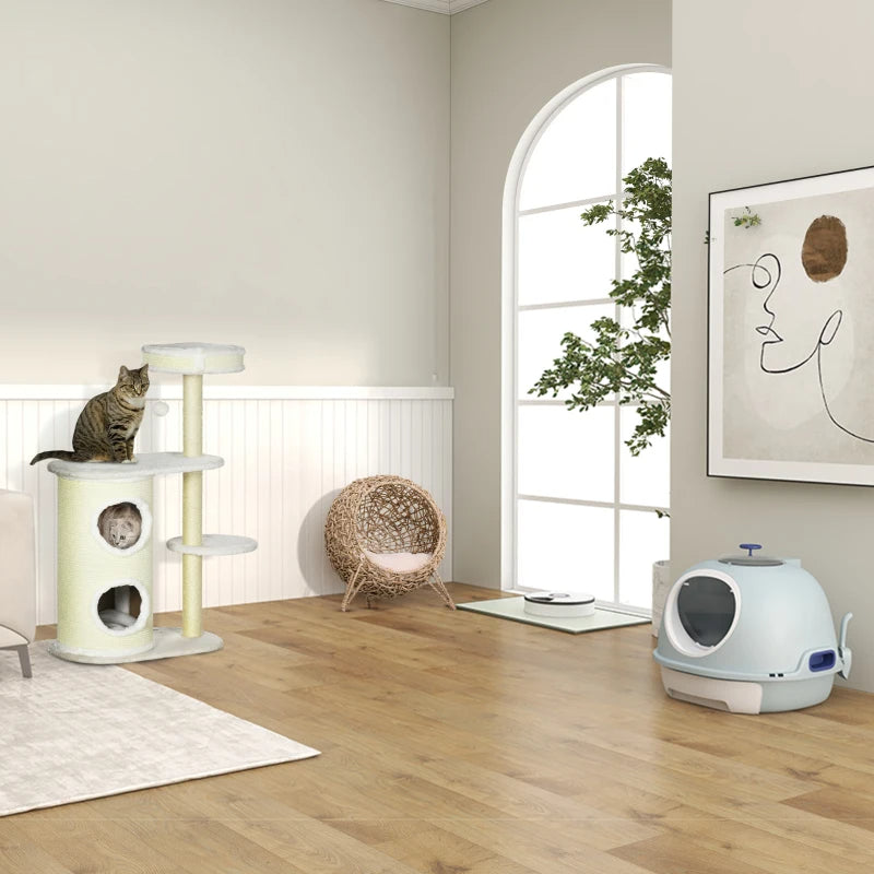 AuraEstate™ Boho-Nest | Hand-Crafted Woven Pet Sanctuary – Breathable Elevated Cat Bed in Minimalist Beige