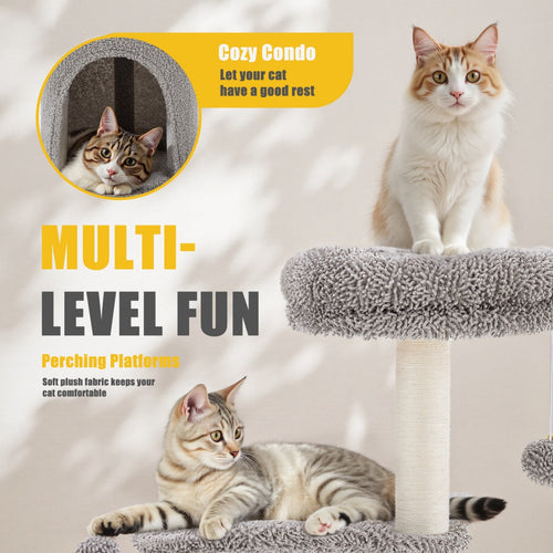 AuraEstate™ Skyline | Compact Feline Sanctuary – 33” Luxury Scratching Post with Contoured Cloud-Perch
