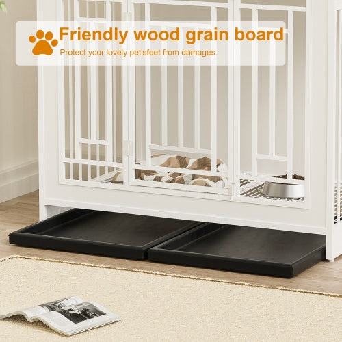 EliteLiving™ Dog Manor | Dual-Occupancy Wooden Crate - Designer End Table Kennel for Modern Homes
