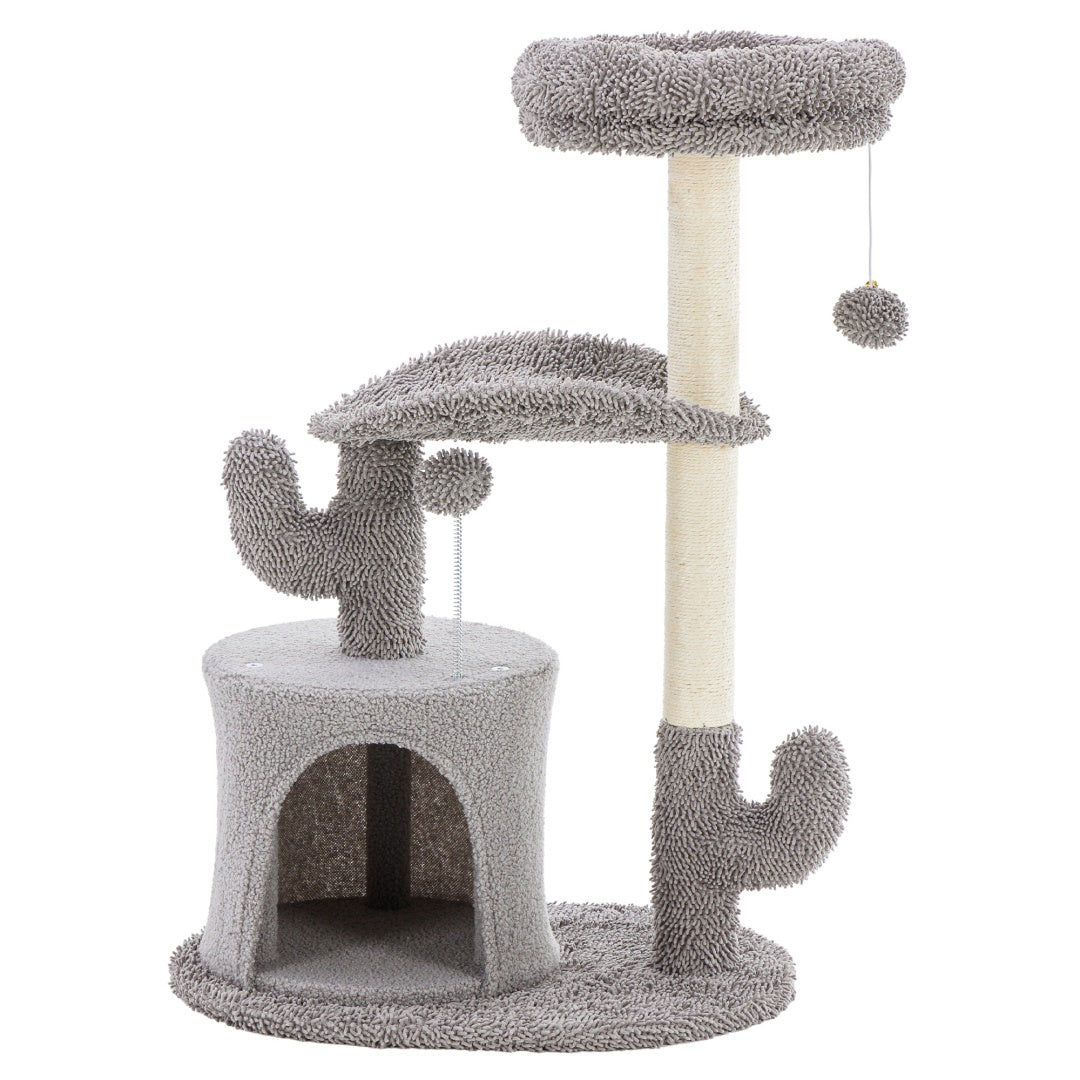 AuraEstate™ Skyline | Compact Feline Sanctuary – 33” Luxury Scratching Post with Contoured Cloud-Perch