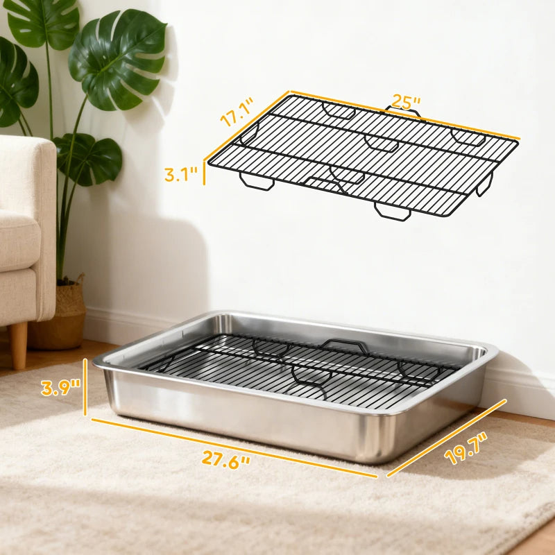 AuraPure™ Sanit-Tray | Professional Grade Stainless Steel Indoor Potty – Rust-Proof & Easy-Clean System for Small & Medium Dogs