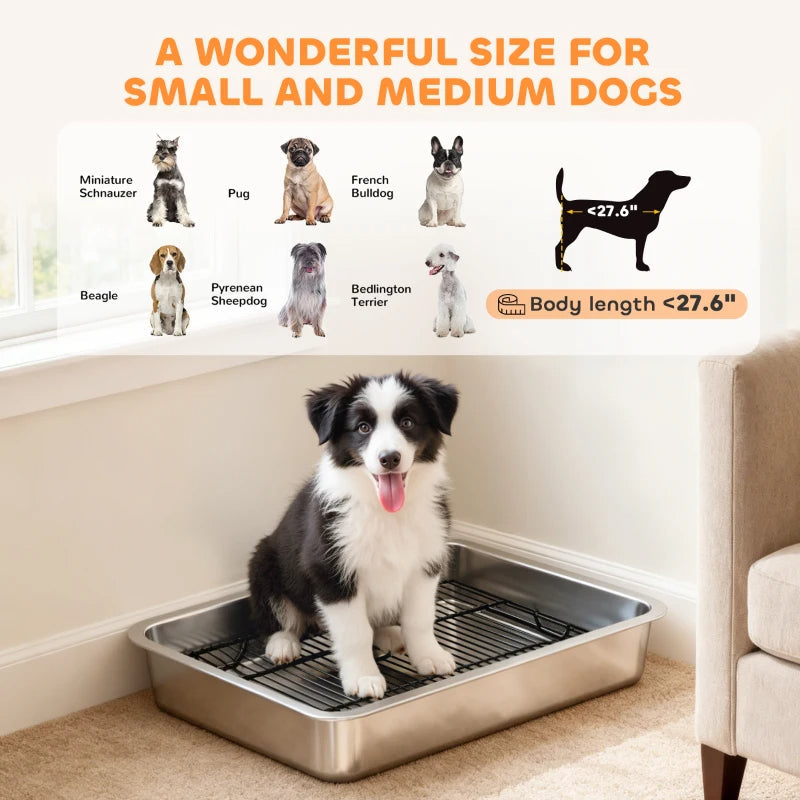 AuraPure™ Sanit-Tray | Professional Grade Stainless Steel Indoor Potty – Rust-Proof & Easy-Clean System for Small & Medium Dogs