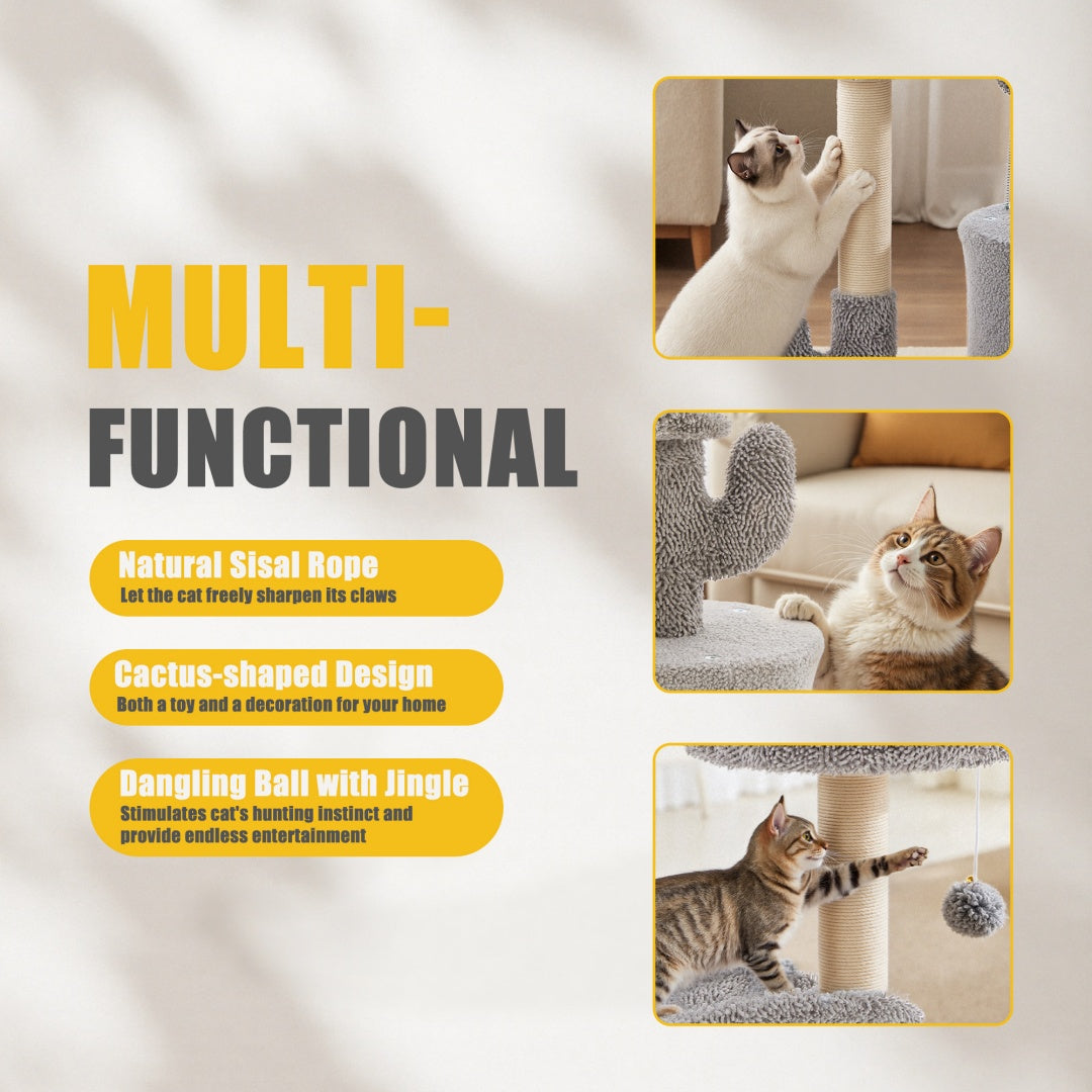 AuraEstate™ Skyline | Compact Feline Sanctuary – 33” Luxury Scratching Post with Contoured Cloud-Perch