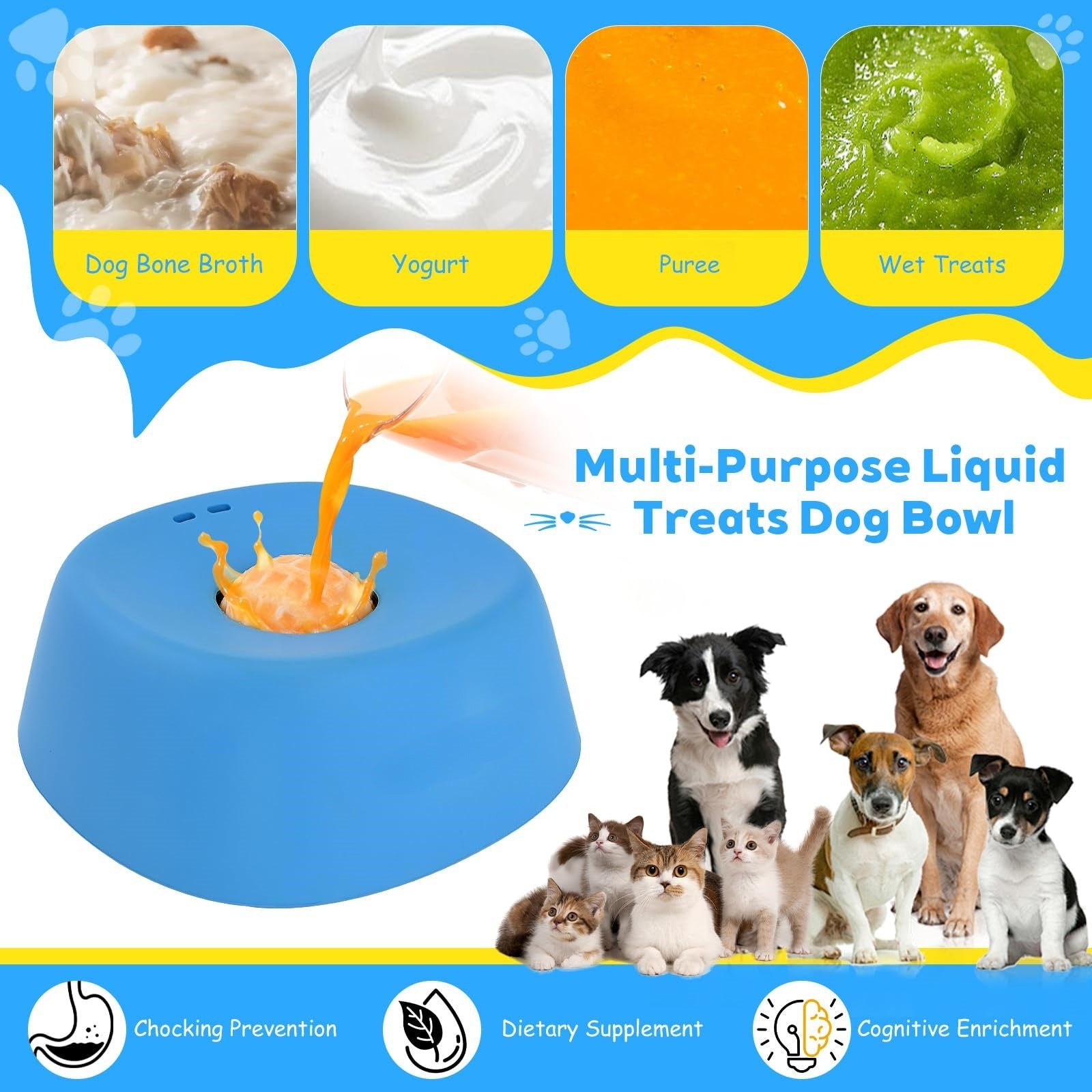 AuraPlay™ Zen-Sphere | Spherical Enrichment Licking Bowl – Anti-Anxiety Slow Feeder for Yogurt & Bone Broth