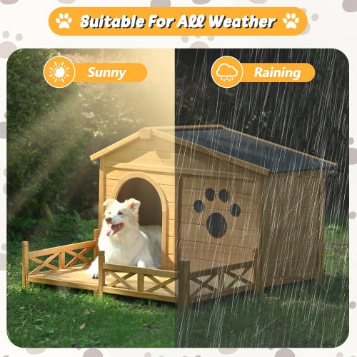 EliteCabin™ | Premium Outdoor Dog Kennel with Veranda - Water-Resistant Cabin for Medium Dogs