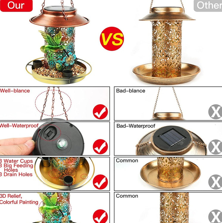 EliteLume™ | 2-in-1 Wild Bird Feeder & Garden Lantern - Solar-Charged Cardinal Feeder with S-Hook