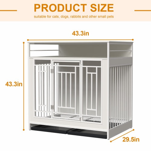 EliteLiving™ Dog Manor | Dual-Occupancy Wooden Crate - Designer End Table Kennel for Modern Homes