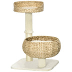 Elevated Cat Bed With Sisal Scratching Post For Indoor Kitties, Modern Cat Tree With Cute Basket Design, Small Cat Tree With Ball Toy - Aura Pet Elite
