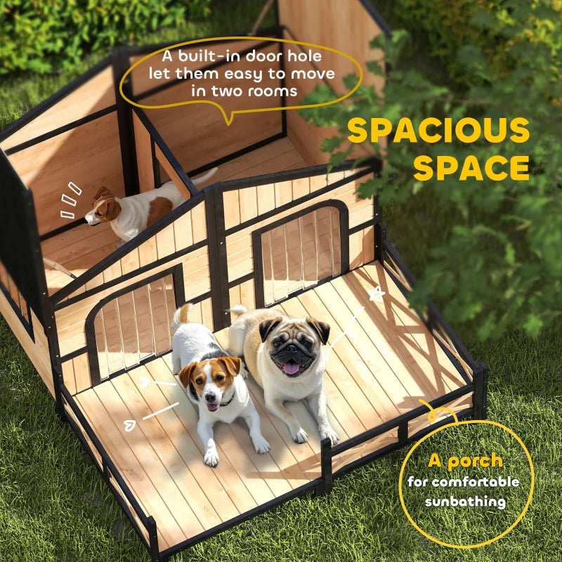 EliteCabin™ | Luxury 2 - Pet Outdoor Sanctuary - Elevated Wood Kennel & Sun Deck - Aura Pet Elite