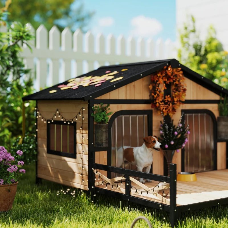 EliteCabin™ | Luxury 2 - Pet Outdoor Sanctuary - Elevated Wood Kennel & Sun Deck - Aura Pet Elite