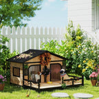 EliteCabin™ | Luxury 2 - Pet Outdoor Sanctuary - Elevated Wood Kennel & Sun Deck - Aura Pet Elite