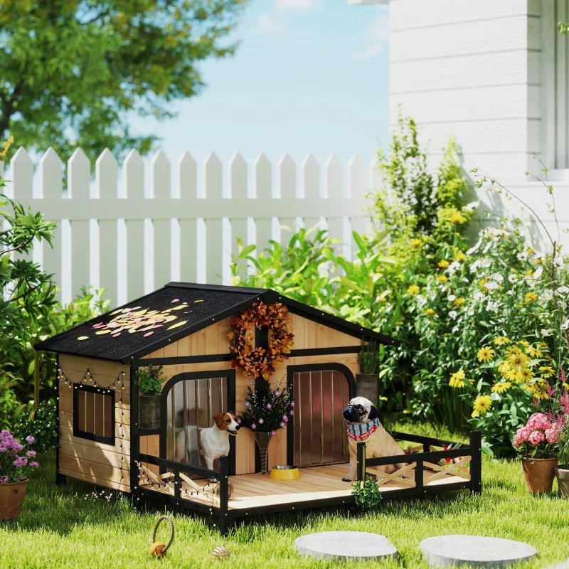 EliteCabin™ | Luxury 2 - Pet Outdoor Sanctuary - Elevated Wood Kennel & Sun Deck - Aura Pet Elite