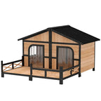 EliteCabin™ | Luxury 2 - Pet Outdoor Sanctuary - Elevated Wood Kennel & Sun Deck - Aura Pet Elite