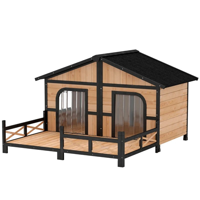EliteCabin™ | Luxury 2 - Pet Outdoor Sanctuary - Elevated Wood Kennel & Sun Deck - Aura Pet Elite