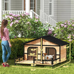 EliteCabin™ | Luxury 2 - Pet Outdoor Sanctuary - Elevated Wood Kennel & Sun Deck - Aura Pet Elite