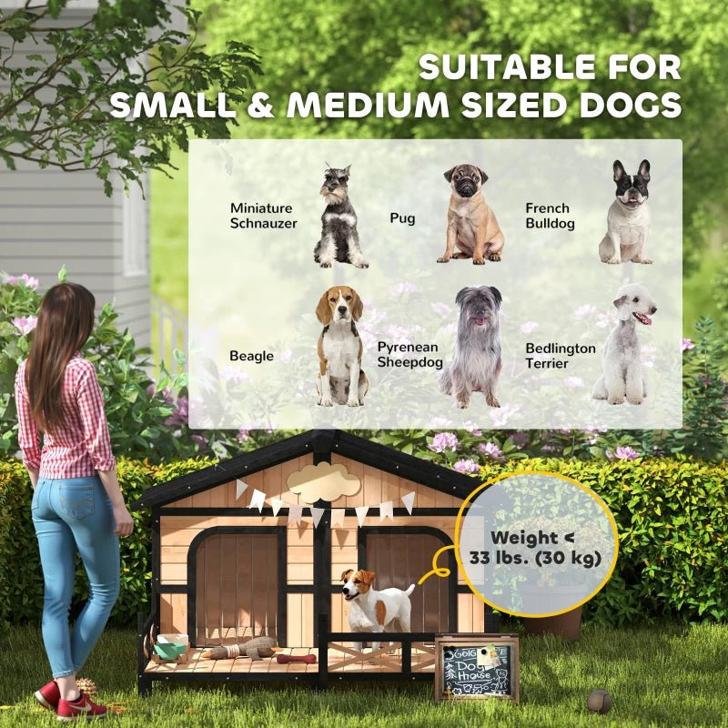 EliteCabin™ | Luxury 2 - Pet Outdoor Sanctuary - Elevated Wood Kennel & Sun Deck - Aura Pet Elite