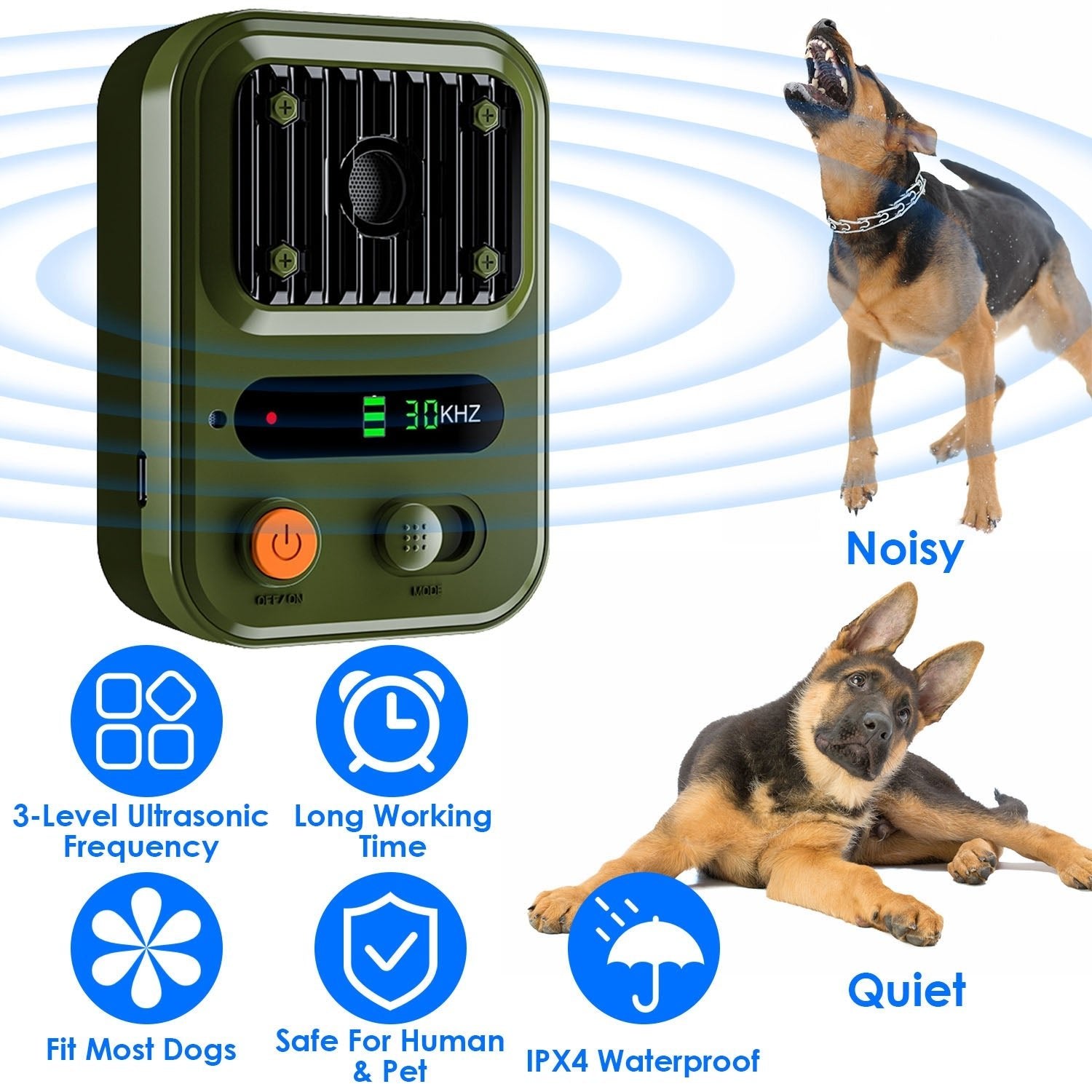EliteEcho™ | Waterproof Ultrasonic Bark Control (Black - Green Edition) - Aura Pet Elite