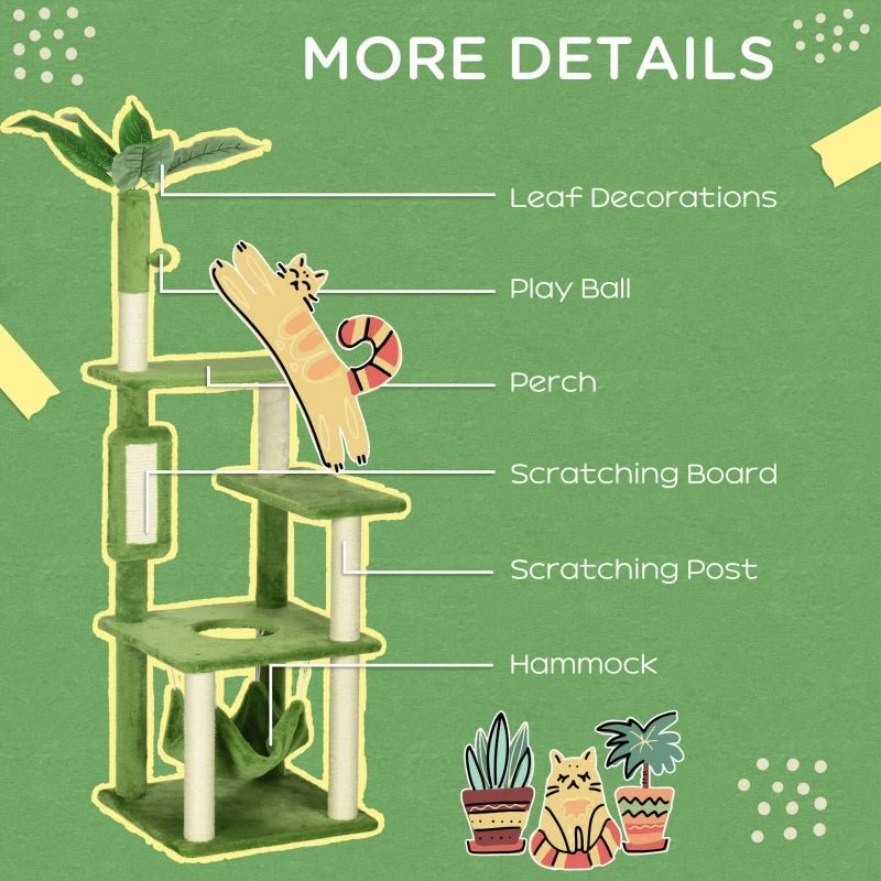 EliteJungle™ | Multi - Level Indoor Cat Tree - Botanical Green Edition - Aura Pet Elite