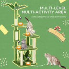 EliteJungle™ | Multi - Level Indoor Cat Tree - Botanical Green Edition - Aura Pet Elite