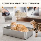 EliteTitan™ | Professional Grade Stainless Steel Litter Box with Flip - Top & Step - Aura Pet Elite
