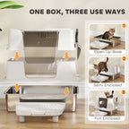 EliteTitan™ | Professional Grade Stainless Steel Litter Box with Flip - Top & Step - Aura Pet Elite