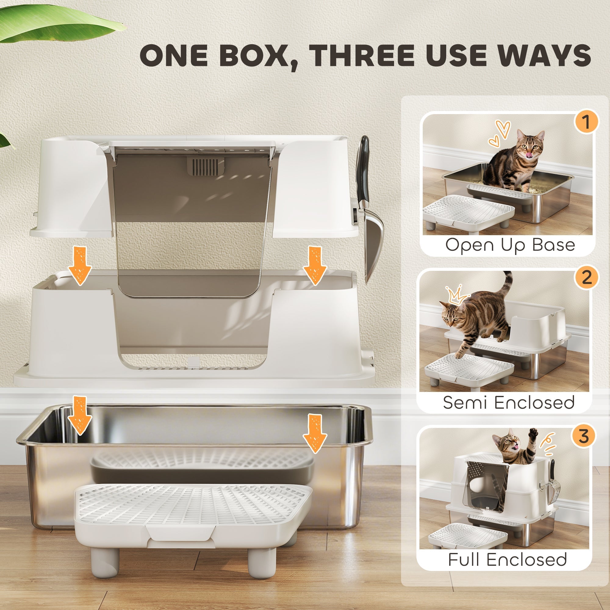 EliteTitan™ | Professional Grade Stainless Steel Litter Box with Flip - Top & Step - Aura Pet Elite