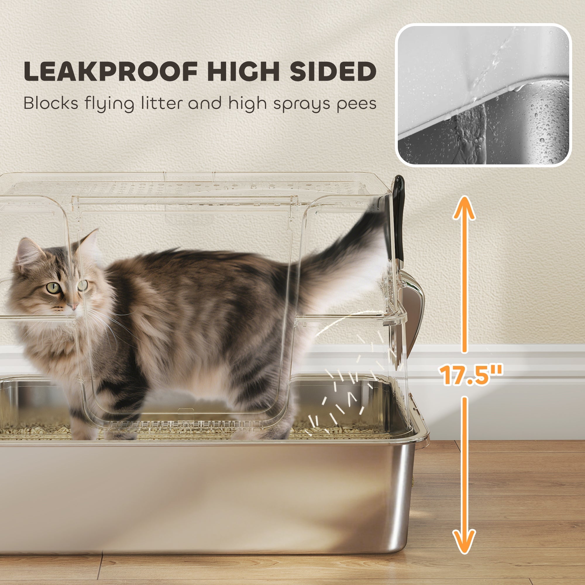 EliteTitan™ | Professional Grade Stainless Steel Litter Box with Flip - Top & Step - Aura Pet Elite