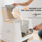 EliteTitan™ | Professional Grade Stainless Steel Litter Box with Flip - Top & Step - Aura Pet Elite