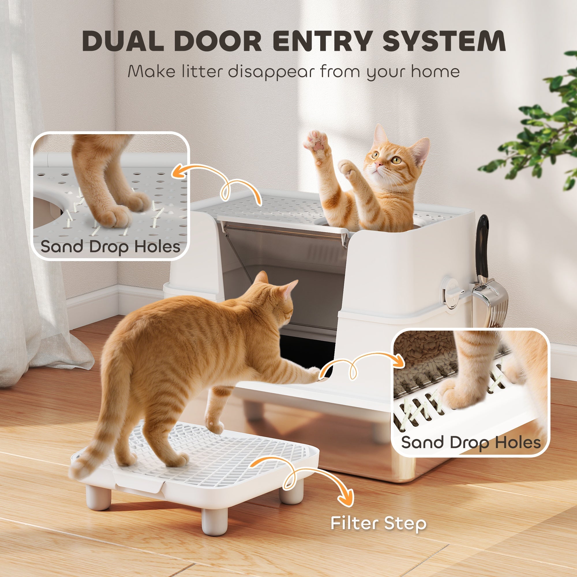 EliteTitan™ | Professional Grade Stainless Steel Litter Box with Flip - Top & Step - Aura Pet Elite
