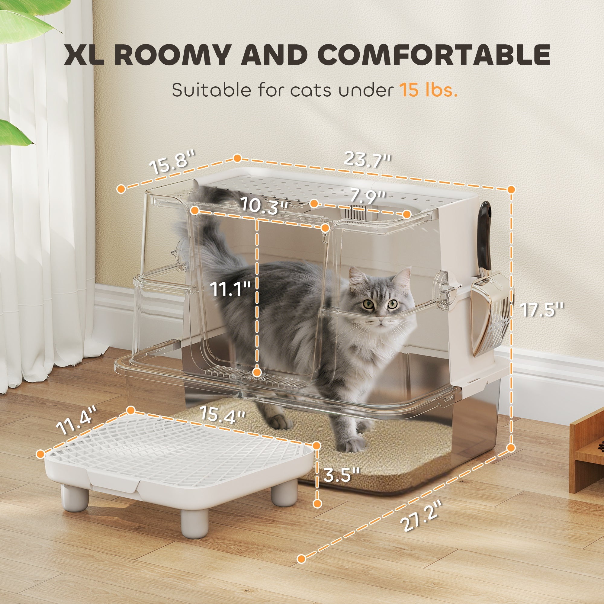 EliteTitan™ | Professional Grade Stainless Steel Litter Box with Flip - Top & Step - Aura Pet Elite