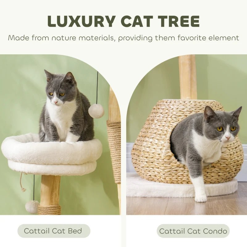 EliteZen™ | Modern Wood Cat Tree with Plush Beds & Play Spheres - Aura Pet Elite