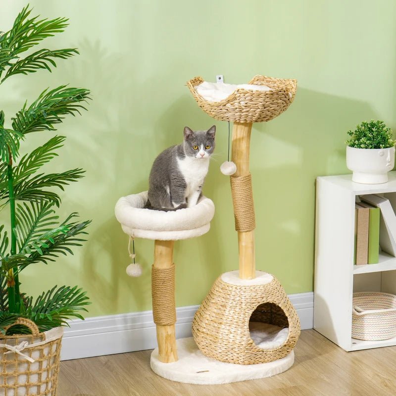 EliteZen™ | Modern Wood Cat Tree with Plush Beds & Play Spheres - Aura Pet Elite