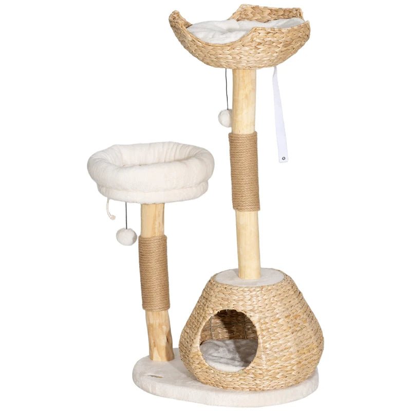 EliteZen™ | Modern Wood Cat Tree with Plush Beds & Play Spheres - Aura Pet Elite