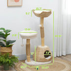 EliteZen™ | Modern Wood Cat Tree with Plush Beds & Play Spheres