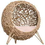 AuraEstate™ Boho-Nest | Hand-Crafted Woven Pet Sanctuary – Breathable Elevated Cat Bed in Minimalist Beige