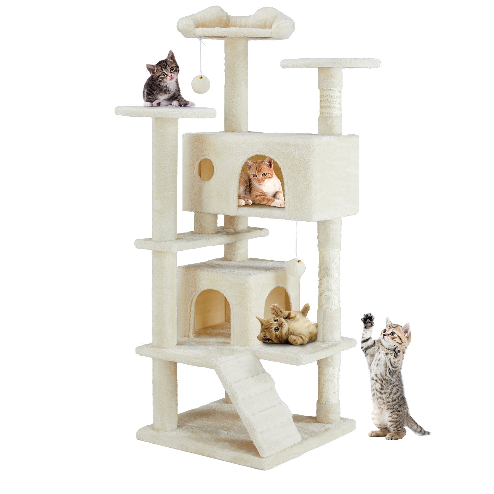 EliteHabitat™ | 4-in-1 Cat Climbing Forest - Natural Sisal Scratchers & Plush Condos