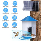 Smart Bird Feeder With Solar Powered Camera 1080P HD AI Identify PIR Motion Auto Capture Video Cloud Card Storage WiFi Connection App Control IP65 Waterproof - Aura Pet Elite