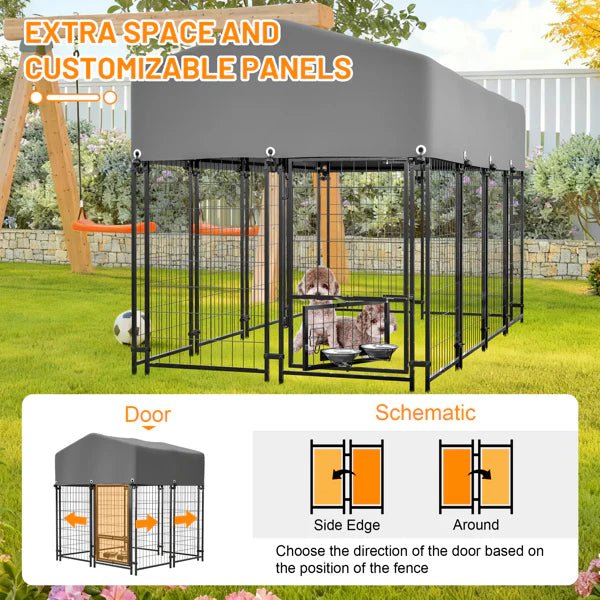TitanShelter™ | Pro - Series Welded Wire Kennel with Protective Roof - Aura Pet Elite