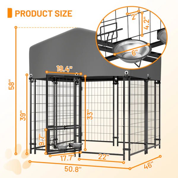 TitanShelter™ | Pro - Series Welded Wire Kennel with Protective Roof - Aura Pet Elite