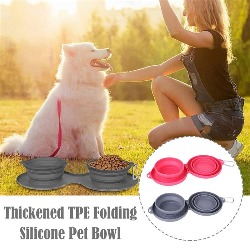 VentureBowl™ | Collapsible Dual - Pet Feeding Station - Aura Pet Elite