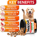 Youmile Omega 3 For Dogs - 120Ct Fish Oil Treats - Allergy & Itch Relief Skin & Coat Supplement - Dry Itchy Skin, Anti Shedding & Hot Spots Treatment - Pet Salmon Oil Chews - Chicken Flavor Dog Vit - Aura Pet Elite